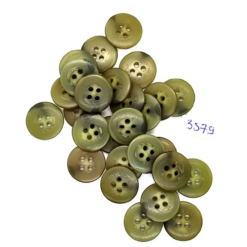 27 boutons en résine vert - 18mm - tr3579