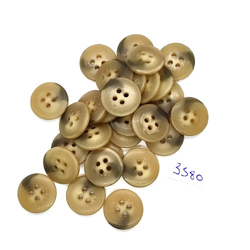 28 boutons en résine beige / marron - 18mm - tr3580