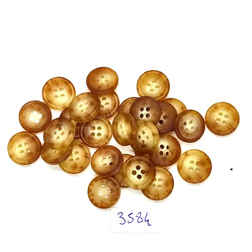 38 boutons en résine marron et beige - 15mm - tr3584