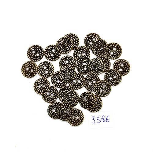 30 boutons en métal doré - 12mm - tr3586