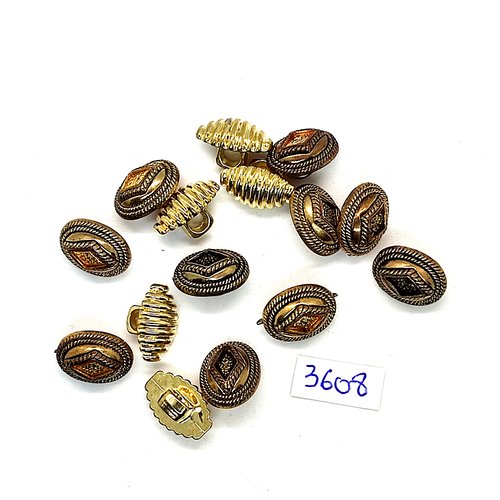 15 boutons en résine doré - 14mm - tr3608