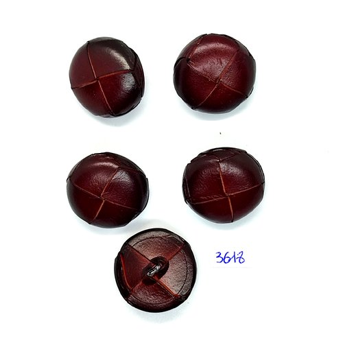 5 boutons en cuir marron foncé - 26mm - tr3618