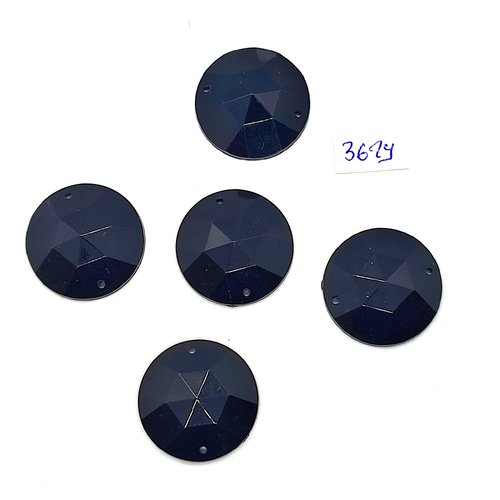 5 boutons en résine noir - 25mm - tr3629