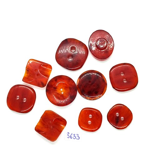 10 boutons en résine marron opaque - taille diverse - tr3633