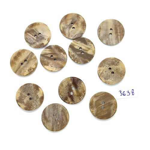 11 boutons en résine marron clair - 23mm - tr3638