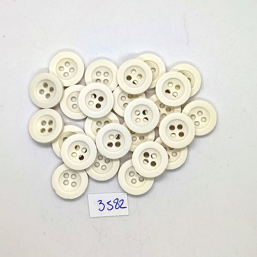 35 boutons en résine blanc  - 16mm - tr3582