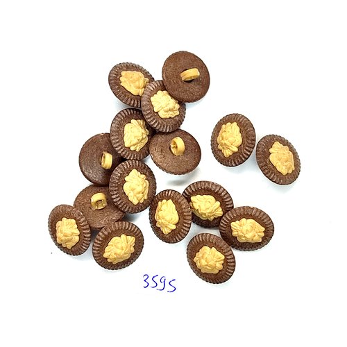 16 boutons en résine marron et beige - 18mm - tr3595