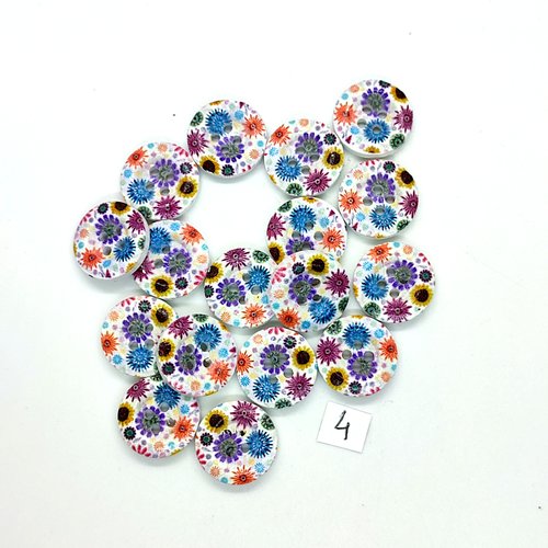 18 boutons en bois multicolore - 18mm