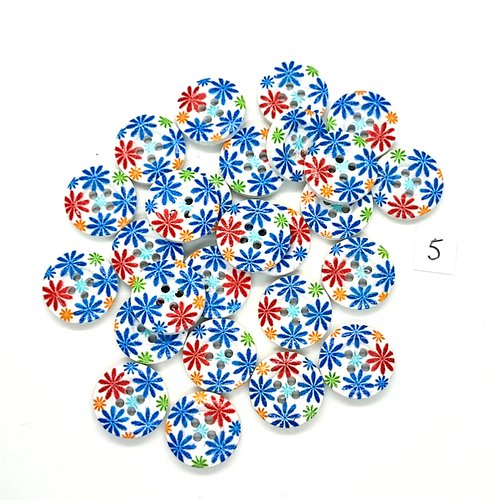 26 boutons en bois multicolore - 18mm