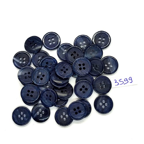 35 boutons en résine bleu - 15mm - tr3599