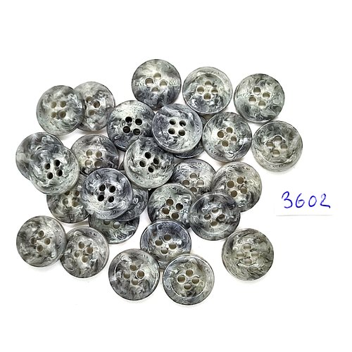 30 boutons en résine gris marbré - 15mm - tr3602