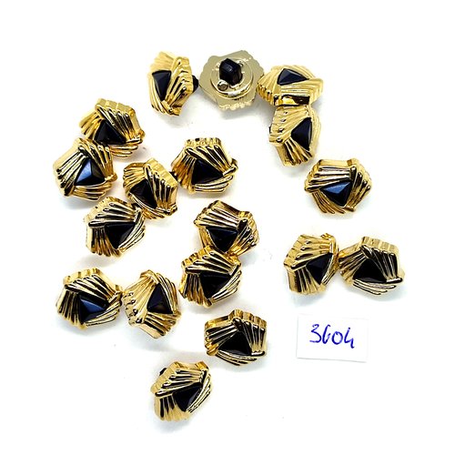 18 boutons en résine doré et noir - 14mm - tr3604