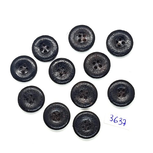 11 boutons en résine noir - 19mm - tr3637