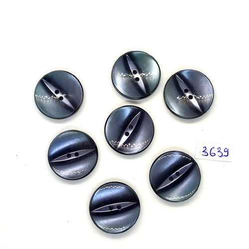 7 boutons en résine gris - 22mm - tr3639