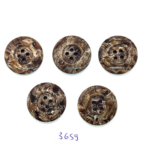 5 boutons en résine gris marbré - 27mm - tr3659