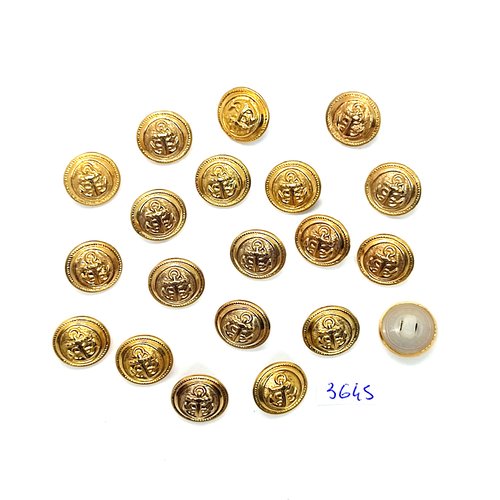 20 boutons en résine doré et nylon (ancre) - 14mm - tr3645