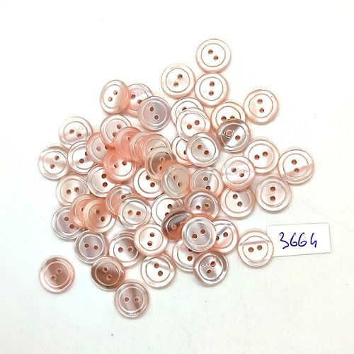 52 boutons en résine rose - 11mm - tr3664