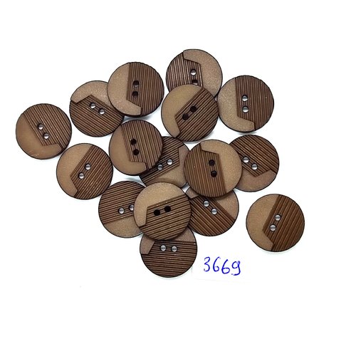 16 boutons en résine marron - 18mm - tr3669