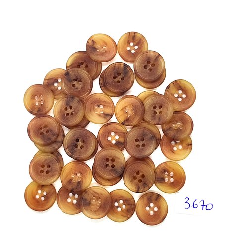 40 boutons en résine marron - 15mm - tr3670