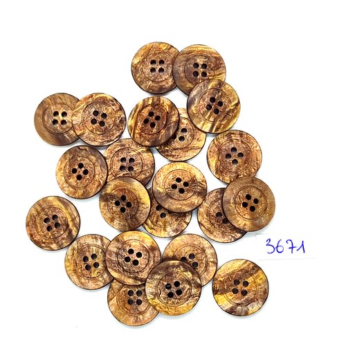 22 boutons en résine marron - 18mm - tr3671