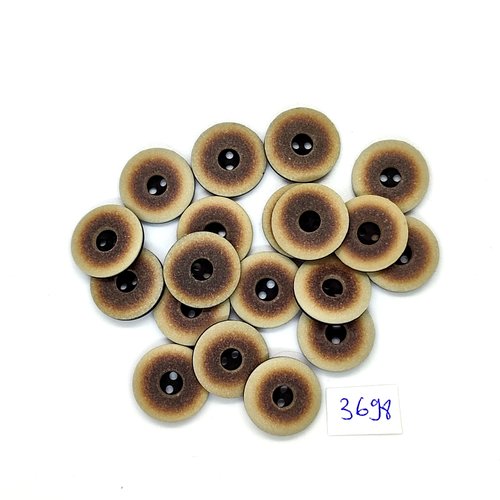 19 boutons en résine beige et marron - 18mm - tr3698