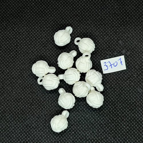 12 boutons en résine blanc - 10mm - tr3707