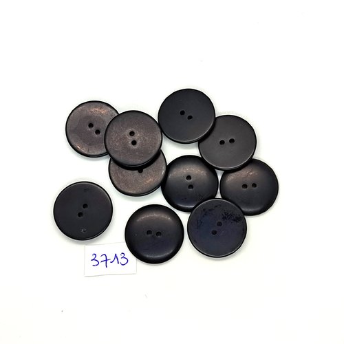 10 boutons en résine noir - 22mm - tr3713