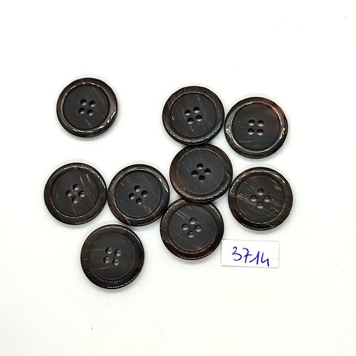 9 boutons en résine marron - 23mm - tr3714