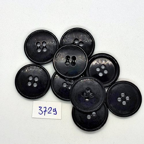 9 boutons en résine noir - 22mm - tr3729
