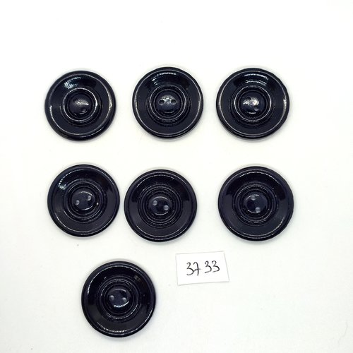 7 boutons en résine noir - 30mm - tr3732