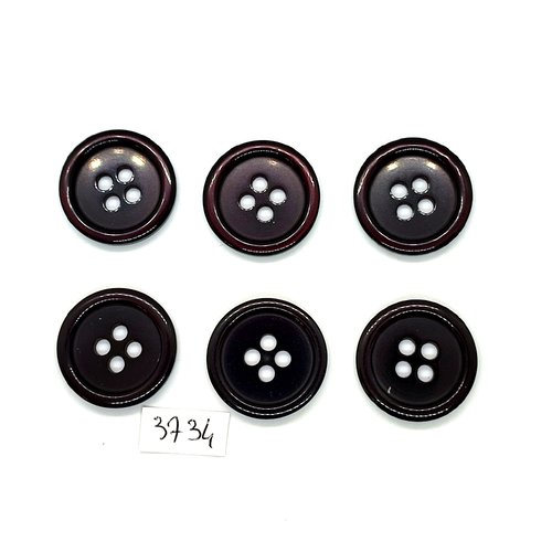 6 boutons en résine noir - 25mm - tr3734