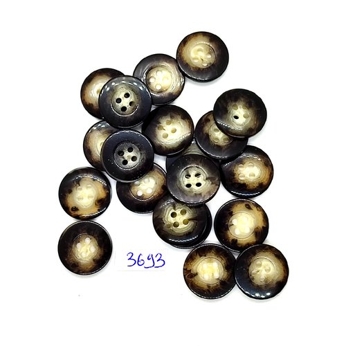 20 boutons en résine marron foncé et beige - 18mm - tr3693