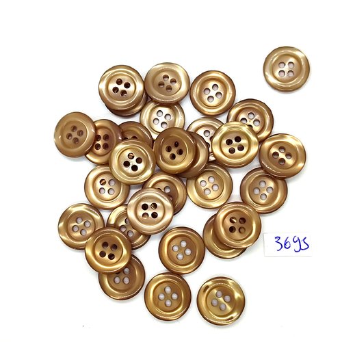 30 boutons en résine marron - 15mm - tr3695