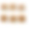 6 boutons fantaisie en bois marron et fond beige (chouette) - 30mm