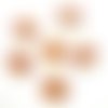 6 boutons fantaisie en bois rose et fond beige (chouette) - 30mm