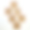 6 boutons fantaisie en bois multicolore et fond beige (chouette) - 30mm