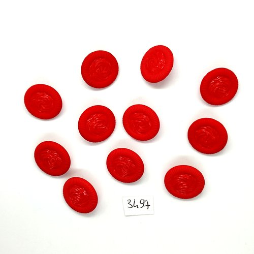 11 boutons en résine rouge - 20/21mm - tr3497