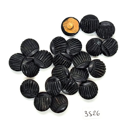 22 boutons en bois peint noir - 18mm - tr3526