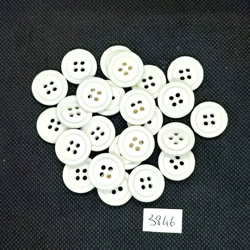 25 boutons en résine blanc - 18mm - tr3846