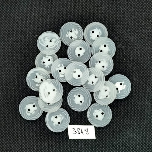 19 boutons en résine blanc - 18mm - tr3848
