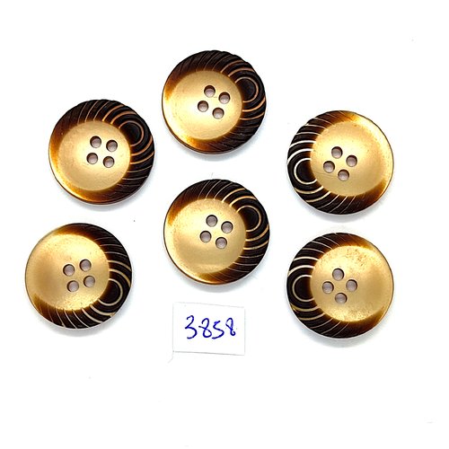 6 boutons en résine marron clair - 22mm - tr3858