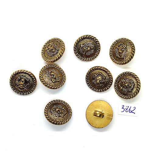 9 boutons en résine doré - 21mm - tr3862