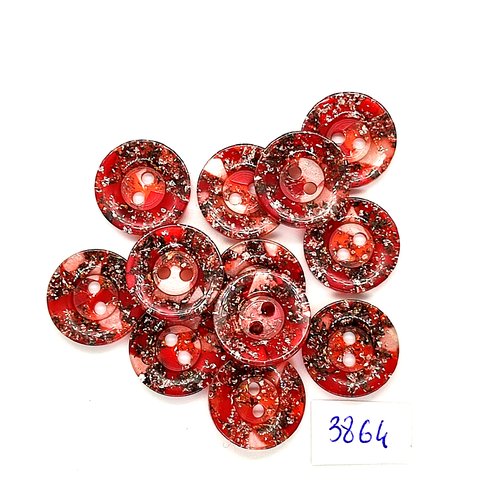 12 boutons en résine multicolore - 17/18mm - tr3864