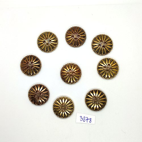 9 boutons en résine doré - 21/22mm - tr3878