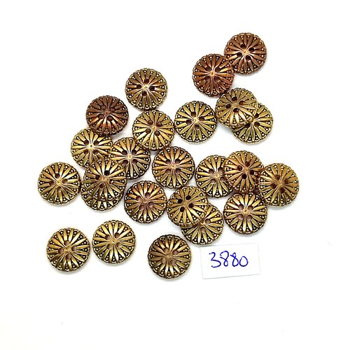 24 boutons en résine doré - 14mm - tr3880