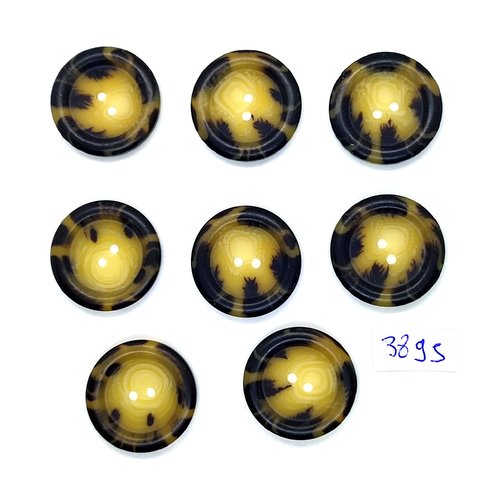 8 boutons en résine marron et beige - 27mm - tr3895