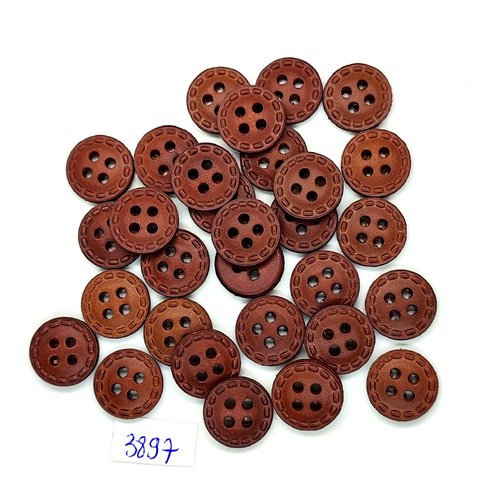 30 boutons en cuir marron - 15/16mm - tr3897