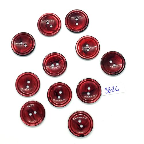 11 boutons en résine bordeaux - 22mm - tr3886