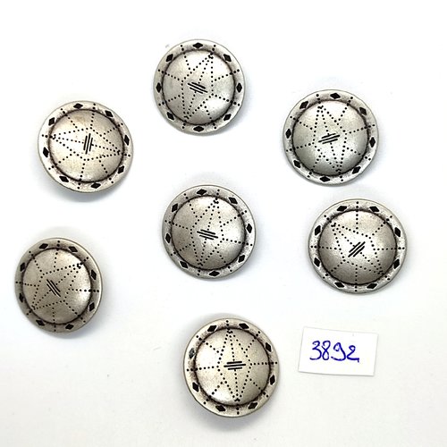 7 boutons en métal argenté - 25mm - tr3892