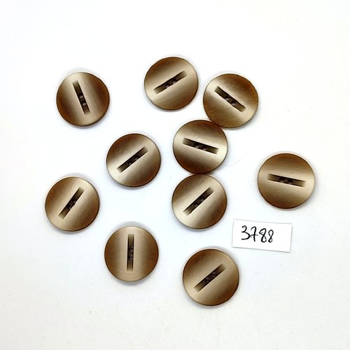 10 boutons en résine marron / beige - 18mm - tr3788